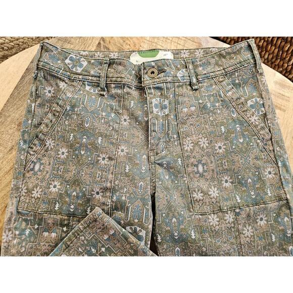 ANTHROPOLOGIE Pilcro & Letterpress Skinny Denim Jeans Paisley Size 27 Boho - Picture 3 of 10